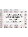 TŁUMACZENIE MENU JĘZYKA W LICZNIKU VOLVO 2000 - 2013