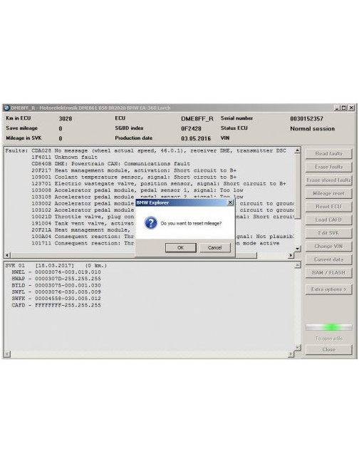 SKU71 - Module mileage reset and service interval modification for F-series.