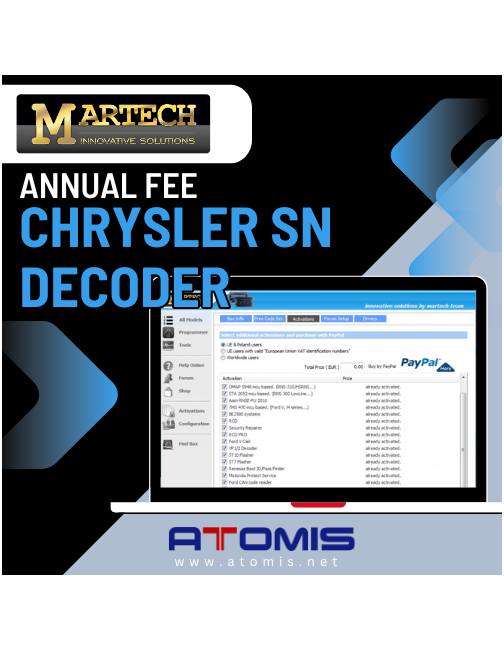 MRTSUB14 - MARTECH Chrysler SN Decoder Annual Fee